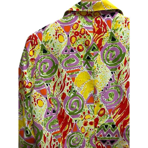 Transitions Silk Jacket Size 12 Colorful Geometric Art‎ to Wear Statement - Picture 5 of 10